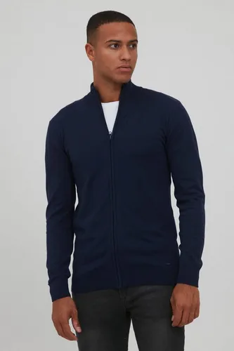 Indicode Badi Herren Strickjacke Cardigan Feinstrick Navy 3XL - Moderne Feinstrickjacke in Navy mit hohem Ripp-Kragen und verdecktem Reißverschluss. Ideal für Freizeit und Büro, sorgt für einen smarten Look. Hergestellt aus hochwertiger Baumwolle, die Komfort und Stil vereint.