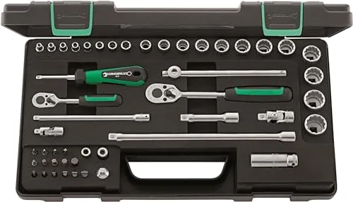 STAHLWILLE 40/45/36/12 Steckschlüsselsatz 48-tlg. mit Ratsche - Metallwerkzeug mit Hochleistungsstahl, extrem belastbar und ideal für enge Platzverhältnisse. Robuste Hartschaumeinlage sorgt für sicheren Halt der Werkzeuge.