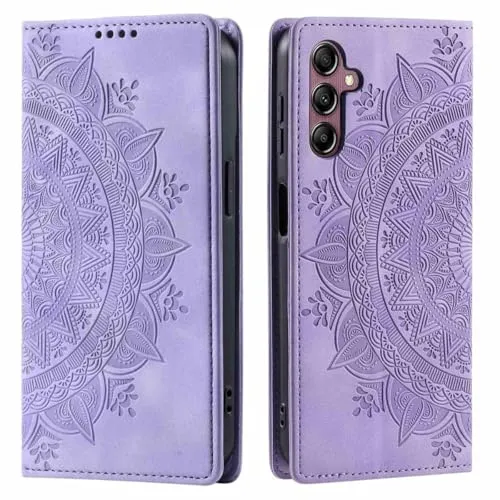 CoverKingz Handyhülle kompatibel mit Samsung Galaxy A56 - Handytasche mit Kartenfach Klapp Etui Cover - Handy Hülle klappbar Motiv Mandala Lila