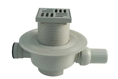Marley Boden-Deckenablauf DN 50, drehbar mit 10 x 10 cm Rost - Boden-Deckenablauf DN 50, drehbar und platzsparend, ideal für effiziente Wasserableitung in Badezimmern und Küchen.