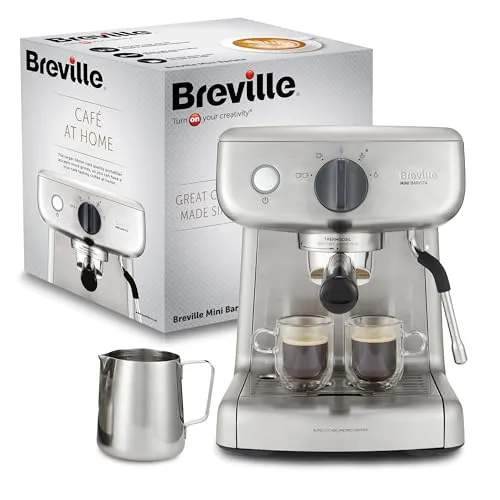 Breville Barista Mini VCF125X - Siebträgermaschine mit Milchaufschäumer, 15 Bar italienische Pumpe für perfekten Kaffee in Café-Qualität