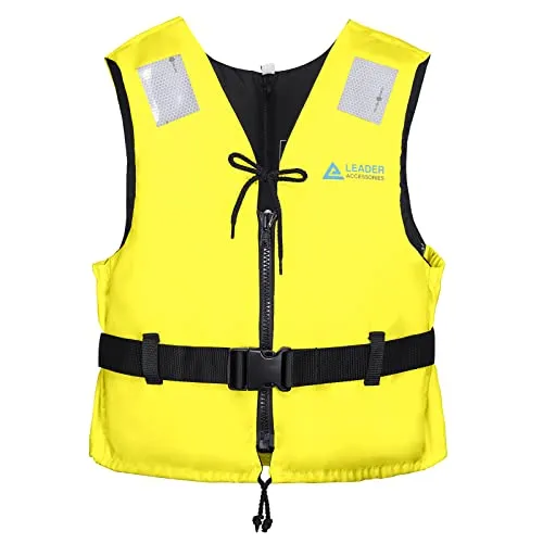Leader International Schwimmhilfe Erwachsene, Feststoffweste ideal für den Wassersport, Auftriebshilfe bis zu 45N(Gelb M: 50-70kg)