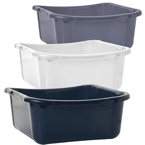 2friends Waschschüssel Wanne 3er Set - Spülschüssel 12 Liter eckig Spülwanne, Spülschüsseln aus Stabilem Kunststoff, Rosa/Grau/Anthrazit, Made in EU