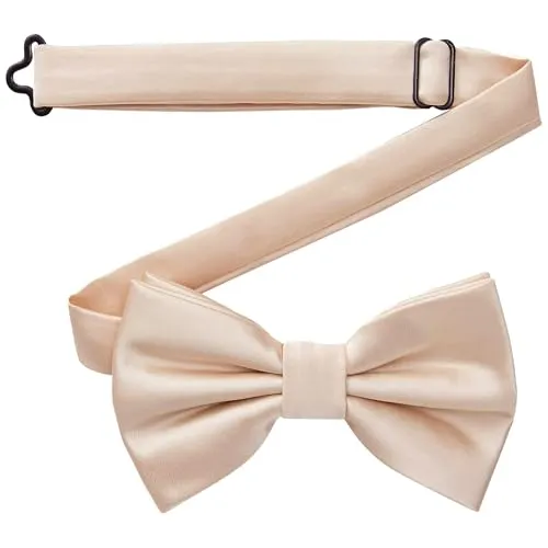 DonDon Fliege Herren handgefertigt Seiden-Look 12 x 6 cm Fliege Beige