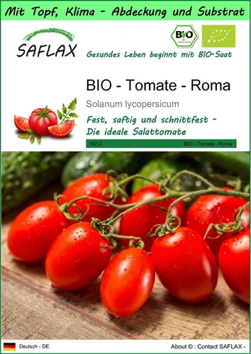 SAFLAX Gemüsesamen SAFLAX - Garden to go - BIO - Tomate - Roma