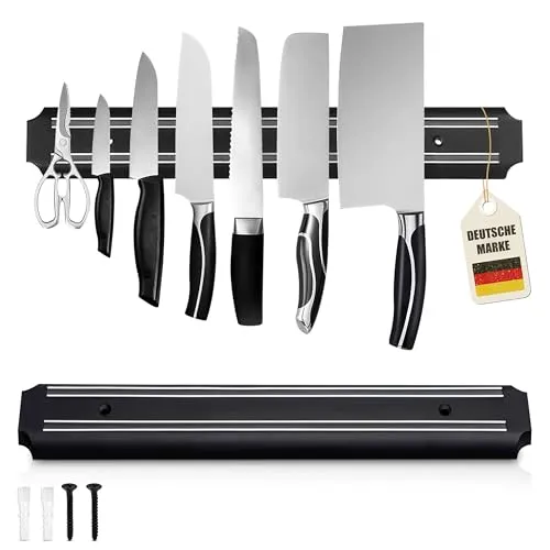 Instinktive-Oase® Magnetleiste Messerhalter magnetisch 33cm zweireihig | Messerhalterung extra stark | Magnet Messerleiste inkl. Schrauben & Dübel | für Küche, Werkzeug, Scheren | Edelstahl-Design