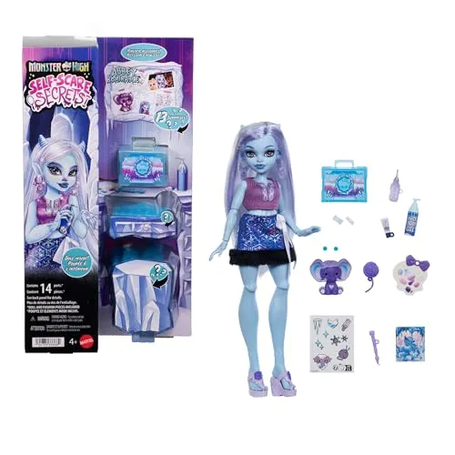 Monster High Self-Scare Secrets Abbey Bominable Puppe mit Zubehör - Entdecke die Self-Scare Secrets Reihe mit Abbey Bominable! Inklusive 13 tollen Überraschungen wie Beauty-Zubehör und Basteleien für kreativen Spaß. Ideal für Fans von Monster High!