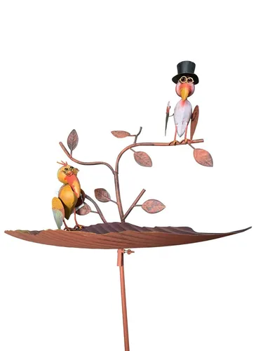 Vogeltränke Vögel mit Brille Gartenstab Gartenstecker Gartendeko Garten 120 cm