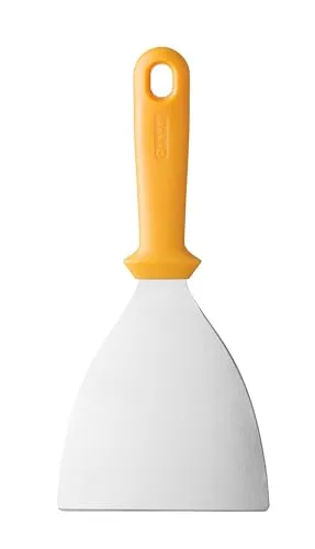 HENDI Teigspachtel, für Pizzateig, Heavy-duty, ergonomischer Griff, Teigschneider, Grillspachtel, Klingenlänge: 132mm, 262x132x(H)17mm, Edelstahl, Polypropylen, orange
