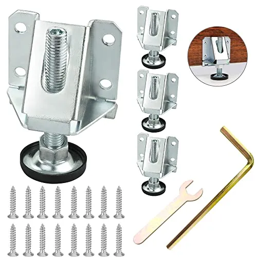 PERFETSELL 4 Stück M10 Höhenverstellbare Füße Verstellbar Möbelfüße Schwerlast Nivellierfüße Schrankfüße mit Schrauben und Schlüssel für Tische Schränke Möbel Regale