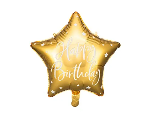PartyDeco Folie Ballon Stern geformt mit Happy Birthday Nachricht Gold für Hel Air Geburtstag Dekoration Hanging Girlnda Ballon Dekoration