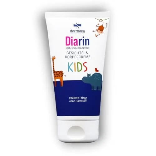 Diarin Kids Gesichts- & Körpercreme – frei von Urea, sanfte Pflege für empfindliche Baby- & Kinderhaut bei Diabetes, schnell einziehend, fruchtiger Duft, 150 ml