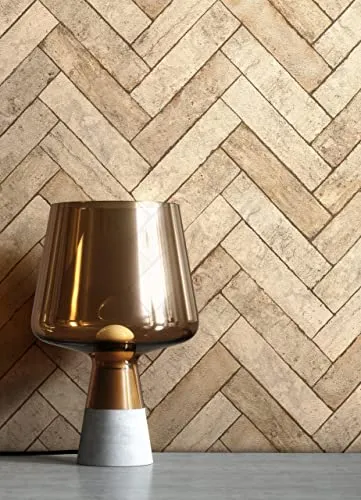 Newroom Tapete Beige Vliestapete Ziegelstein - Steintapete Modern Creme Grau Klinker Fischgräten Steinoptik 3D Optik Backstein Fischgrätmuster inkl. Tapezier-Ratgeber