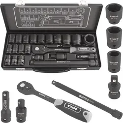 TECPO Kraft Steckschlüssel Satz 1/2 Zoll - 22-teiliges Werkzeug-Set aus Chrom-Vanadium & Chrom-Molybdän, ideal für präzise Arbeiten, mit robustem Metallkoffer für einfache Aufbewahrung und Transport.