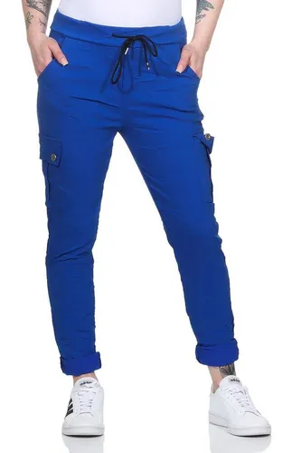 CLEO STYLE Cargohose Jogginghose 95 Royalblau