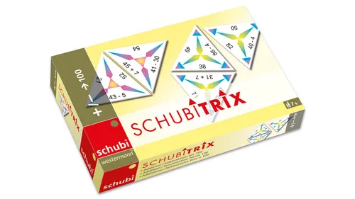 SCHUBITRIX Mathematik „Addition und Subtraktion bis 100“ - Lernspiel für Kinder ab 2. Schuljahr zur Förderung der Rechenfähigkeiten im Zahlenraum bis 100. Mit 2 Spielvarianten für unterschiedliche Schwierigkeitsgrade und Selbstkontrolle durch anpassbare Spielkarten.
