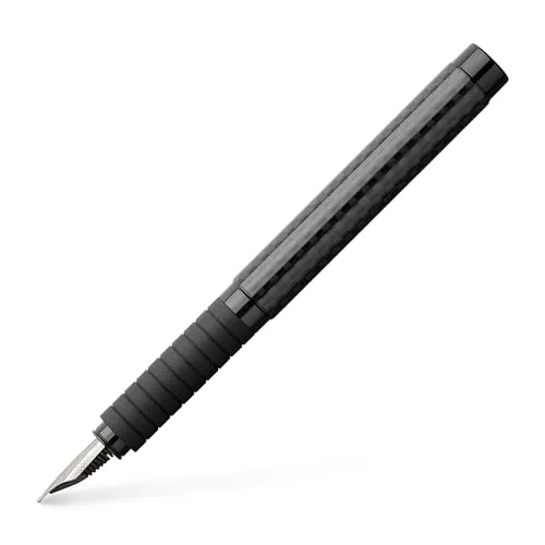 FABER-CASTELL 148822 Füllfederhalter Basic Black Carbon - Füller in Kohlenstoffoptik mit feiner Stahlfeder, ideal für präzises Schreiben und stilvolles Design.