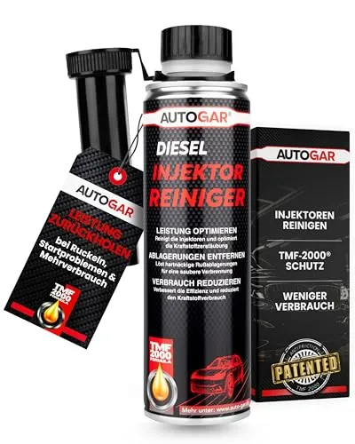 AUTOGAR® Diesel Injektor Reiniger 250ml - Effiziente Reinigung für Diesel & Turbomotoren - Dieselkraftstoffadditive, reinigt Einspritzdüsen, senkt den Verbrauch und sorgt für einen ruhigen Motorlauf. Schützt vor Verkokung und optimiert das Einspritzverhalten für mehr Leistung.