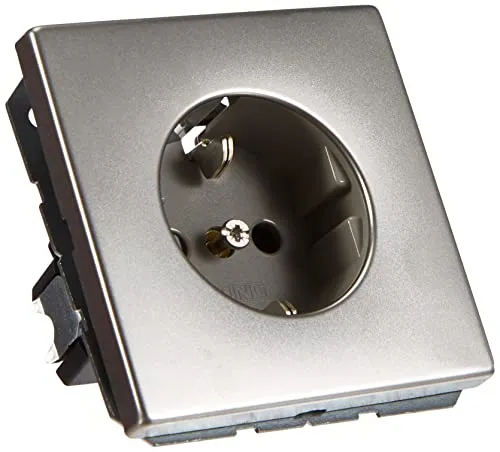Jung Schuko Steckdose 16 A 250 V mit Berührungsschutz Serie LS Edelstahl, 1 Stück, ES 1520 KI
