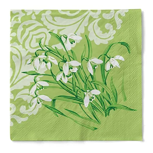 Sovie HORECA Serviette Melanie Tissue-Servietten - 33 x 33 cm - saugstarke und hochwertige Einweg-Servietten Frühling & Sommer mit Schneeglöckchen - 100 Stück