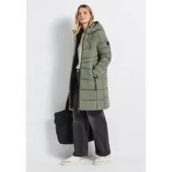 Street One Lange Steppjacke 2005318, Lichen Green, Größe 44 - Funktionsjacke für Damen mit Kapuze und Tunnelzug, seitlichen Zipper-Taschen und optimalem Tragekomfort für kühlere Tage.