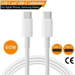 ORSEM USB C auf USB C Kabel 60W USB C Schnellladekabel PD USB Typ C Ladekabel Datenkabel für iPhone 17, 16 Pro Max Samsung Galaxy S26, S25 Ultra W... - Weiß