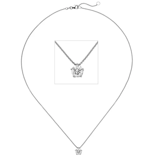 JOBO Collier Kette mit Anhänger 585 Gold Weißgold 1 Diamant Brillant 1,0 ct. 45 