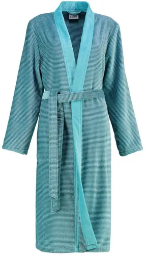 Cawö Damenbademantel Langform in Grün – 100% Baumwolle - Eleganter Damenbademantel in klassischer Langform mit Kimono-Kragen und Gürtel. Ideal für entspannte Stunden und aus weicher Baumwolle für hohen Tragekomfort. Maschinenwaschbar bei 60°C.