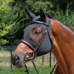 Back on Track Spirit beruhigende Fliegenmaske mit Ohren, schwarz, Full