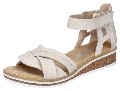 Rieker Sandale Beige 41 EU - Komfortable Damen-Sandalen - Bequeme Sandale in Größe 41 EU, Farbe Beige, aus hochwertigem Kunstleder. Ideal für den Sommer und perfekt für entspannte Tage.