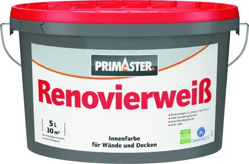 Primaster Wandfarbe Renovierweiß weiß 5 L  Innen
