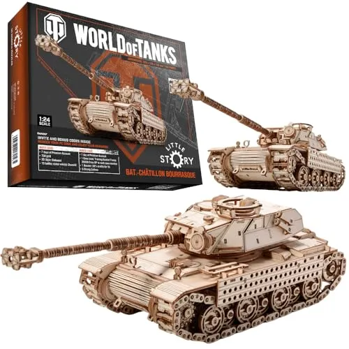 little story World of Tanks Panzer 3D Holzmodell – Panzerkampfwagen Offizielles Lizenzmodell zum Zusammenbauen - DYI Kriegsmaschine Lernspielzeug Bausatz für Kinder Holz Kampfpanzer 3D-Puzzle