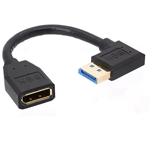 8K 90 Grad Winkel Displayport 1.4 Verlängerungskabel, Displayport Stecker auf Buchse, Displayport Kabel Kabel Kabel für HP Dell Asus 8K @ 60Hz 4K @ 144Hz 1080p @ 240HZ 15cm (unten) (Left)