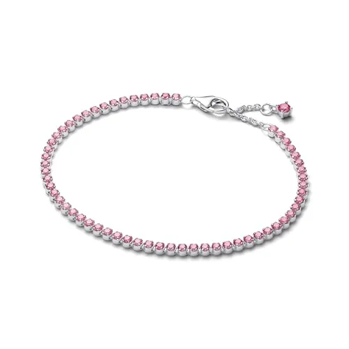 PANDORA Timeless Rosafarbenes Tennisarmband aus Sterling-Silber