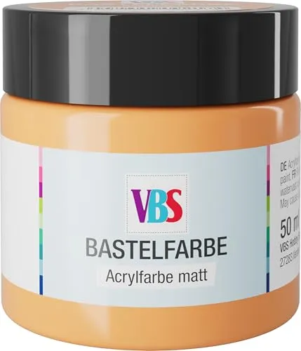 VBS Bastelfarbe 50 ml wasserfest lichtecht geruchsneutral lösungsmittelfrei hochpigmentiert matt Malfarbe Malen Farbe Farben Apricot