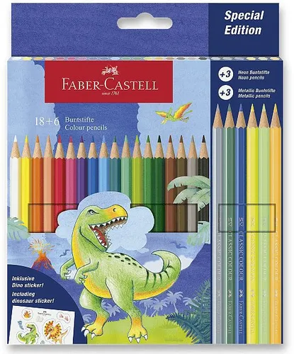 FABER-CASTELL Dinosaurus, 24 Farben
