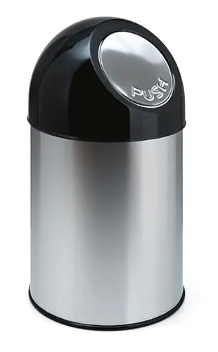 PROREGAL Klassischer Abfallbehälter mit Pushdeckel | 30 Liter - Haushaltszubehör - Robuster und praktischer Abfallbehälter aus hochwertigem Edelstahl mit Pushdeckel für eine einfache Handhabung.