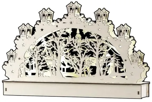 Britesta Lichterbogen: Holz-Schwibbogen mit LED-Beleuchtung und Rentier-Motiv (Holzschwibbogen, Lichterbogen Holz, Tischleuchte Batterie)