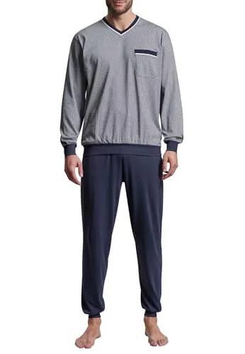 Götzburg Herren Pyjama blau 48 - Bequemer Schlafanzug für Herren von Götzburg, aus 100% Baumwolle für höchsten Tragekomfort und ideal für entspannte Nächte.