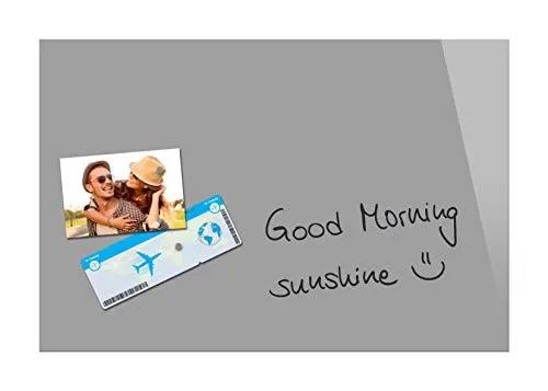 Sigel B1206 Glas-Magnettafel BeBoard grau, 60 x 40 cm - Elegante Magnettafel aus gehärtetem Sicherheitsglas, ideal für Notizen in Küche oder Büro. Inklusive 2 starken Neodym-Magneten und 7 Jahren Herstellergarantie.