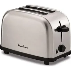 Moulinex LT330D Toaster 700W - Silber - Edelstahl-Toaster für 2 Scheiben mit 6 Bräunungsstufen und herausnehmbarer Krümelschublade, ideal für ein perfektes Frühstück.