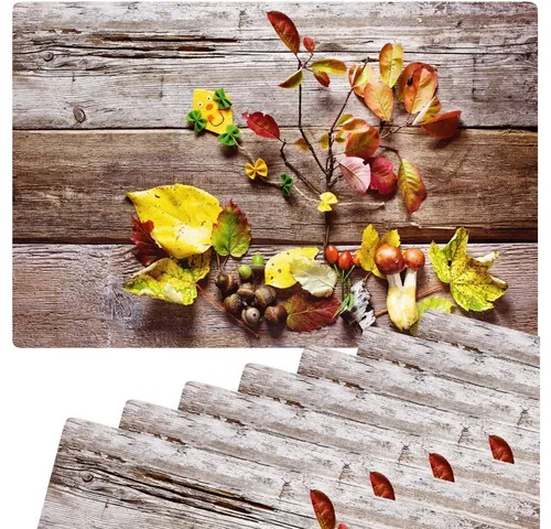 matches21 HOME & HOBBY Platzset Abwaschbare Tischsets 8er Set buntes Herbst-Laub Blätter, (8-St), Platzsets als Tisch-Untersetzer und Tisch-Deko für Esstisch Teller