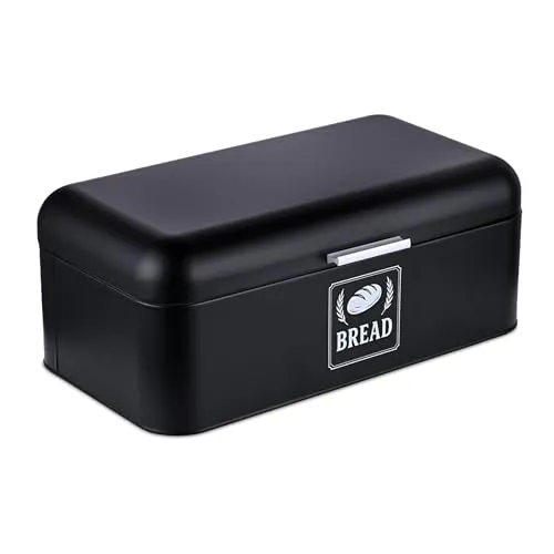 relaxdays Retro Brotkasten mit Deckel & Griff - Stilvoller Brotkasten aus Eisen in Schwarz und Silber, ideal zur Aufbewahrung von Brot und Backwaren, hält sie frisch und geschützt.