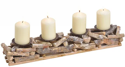 matches21 HOME & HOBBY Dekofigur Adventsgesteck Holz Kerzenhalter 50x10cm (4 St)