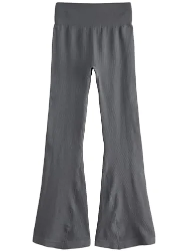 NEXT Damen Standard Gerippte ausgestellte Leggings Schiefergrau Medium