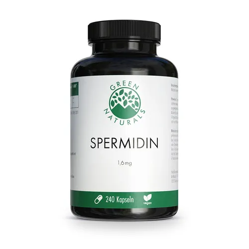GREEN NATURALS Spermidin 1,6 Mg Vegan Kapseln - Arzneimittel mit 1,6 mg Spermidin pro Kapsel, unterstützt die Zellgesundheit und ist ideal für eine vegane Ernährung.