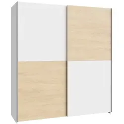 Schwebetürenschrank 170 cm SCHACH&MATT in Weiß und Puccini Eiche - Kleiderschrank mit 2 Schwebetüren und großzügigem Stauraum, ideal für moderne Schlafzimmer. Hochwertige Verarbeitung mit stabilen Metallbeschlägen für eine ruhige Funktion.
