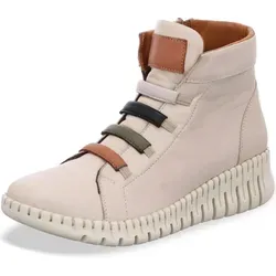 Gemini Damen Stiefelette aus Leder mit Gummizug - Sportlich mit Keilabsatz - Wanderschuhe aus weichem Rindleder mit 4,5 cm Keilabsatz für optimalen Komfort und einen stabilen Gang. Praktischer Reißverschluss für einfaches An- und Ausziehen.
