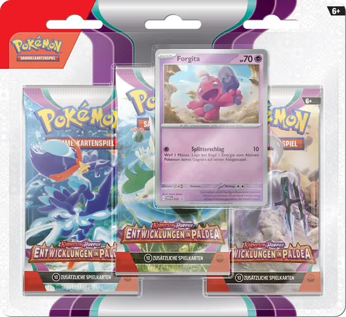 Pokémon-Sammelkartenspiel: 3er-Pack Karmesin & Purpur – Entwicklungen in Paldea