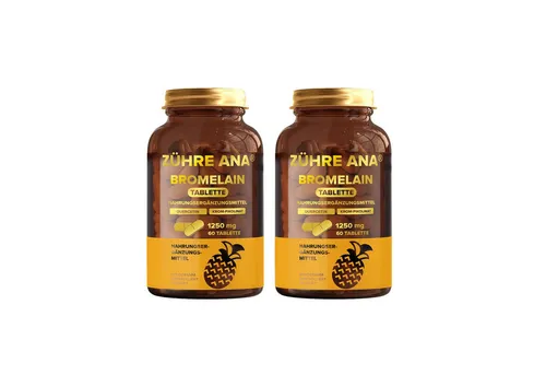 Zühre Ana® Bromelain Kapseln-1250 mg 60 Kapseln – gewonnen aus Ananasextrakt Kapseln, 60 St., 120 g, Natürlichem Ananasextrakt,Vitamin C, D3, B12